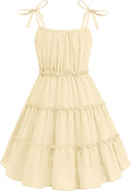 Girls' Midi Ruffled Sundress with Adjustable Spaghetti Straps - Cool
