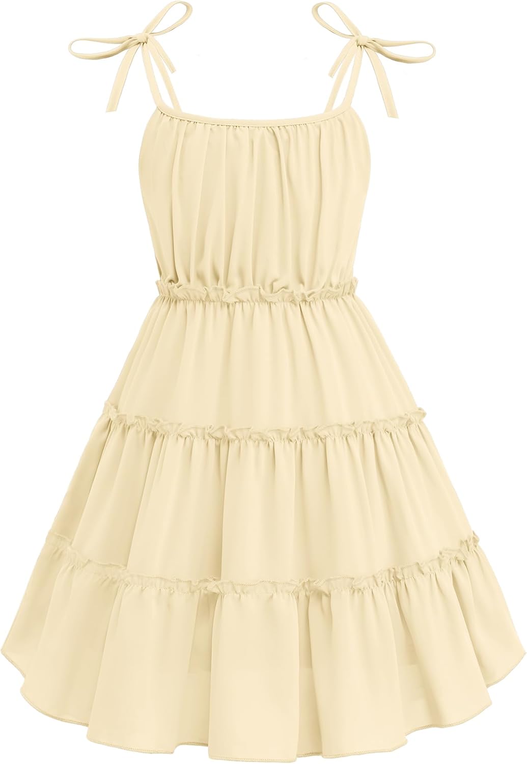 Arshiner Girls' Sundress Boho Spaghetti Strap Ruffled Dress