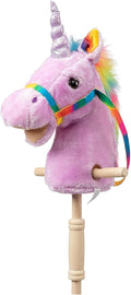 Unicorn Stick Horse Toy Purple 36 in - Handcrafted Plush Ride-On