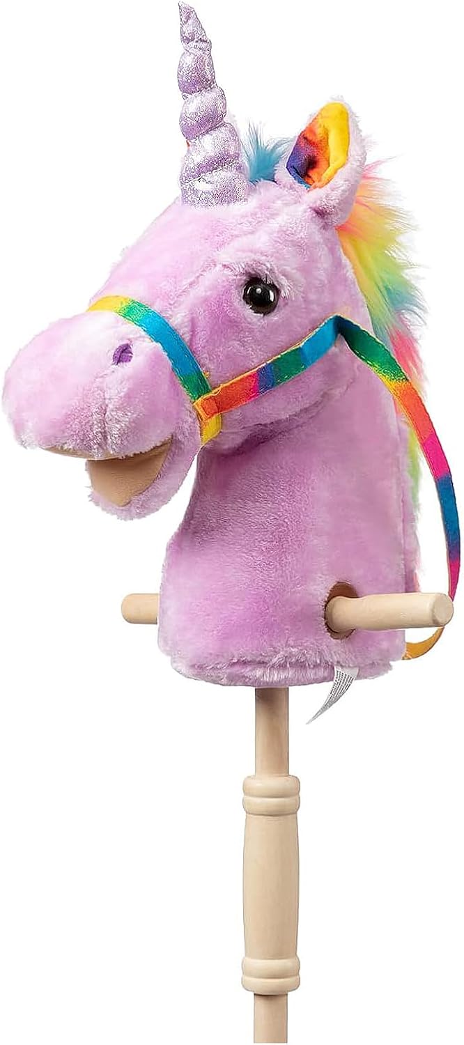 HollyHOME Unicorn Stick Horse for Kids with Realistic Sounds