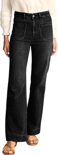 KUNMI Women's Wide Leg Jeans High Waisted Straight Fit - Stretchy