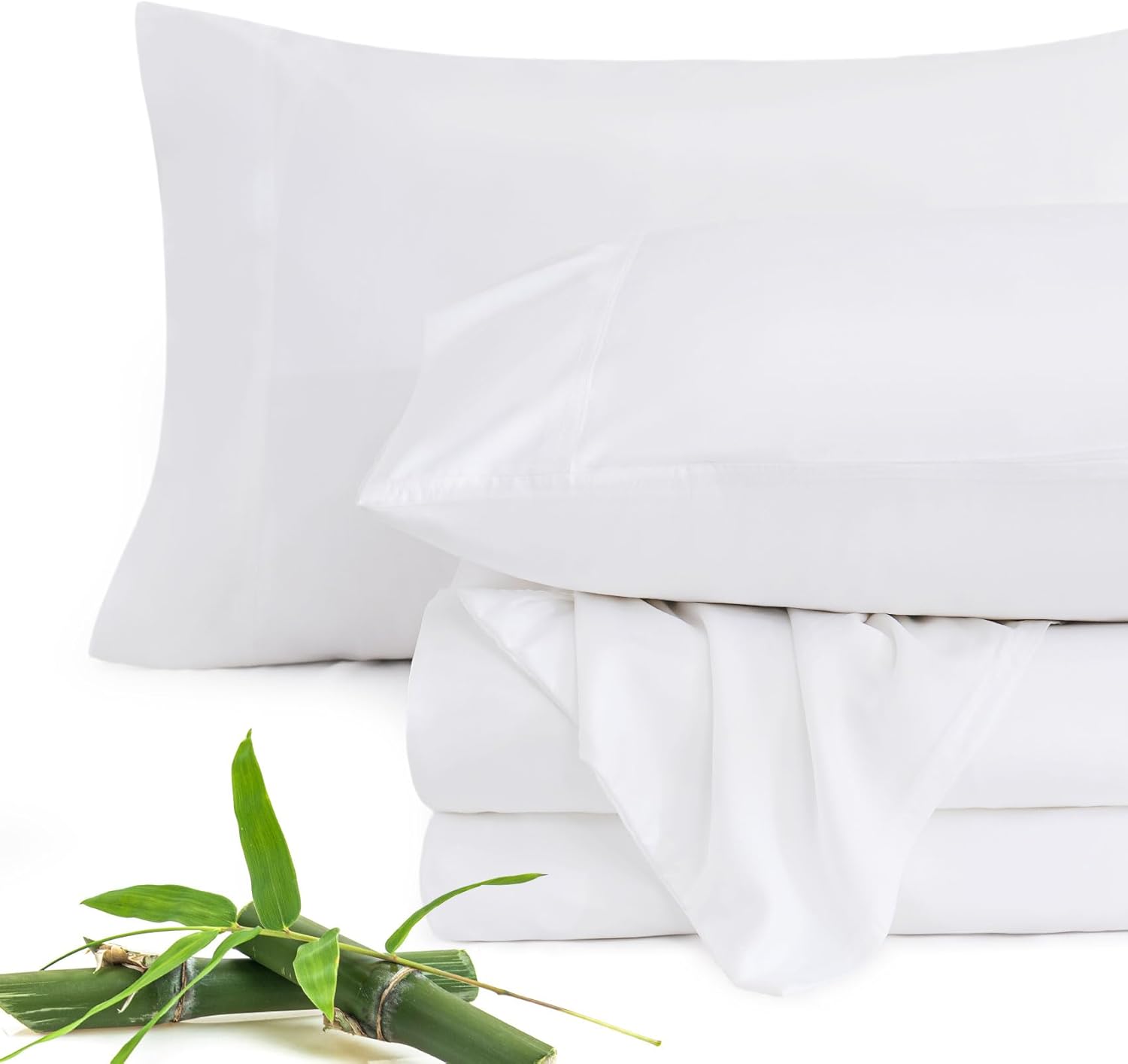 JSD 100% Viscose Bamboo Sheet Set for Twin Beds, White