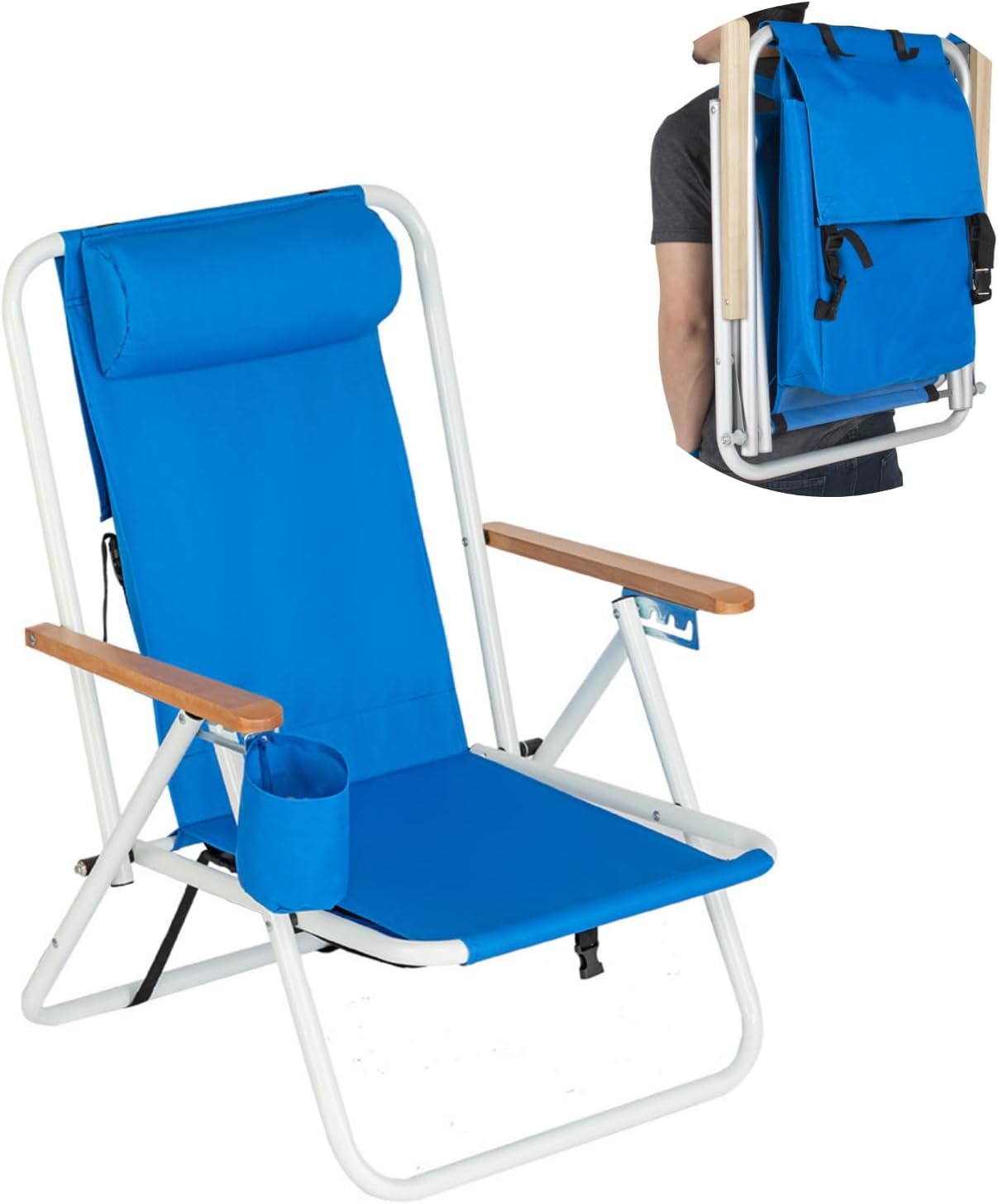 Portable Beach Chair with Adjustable Headrest