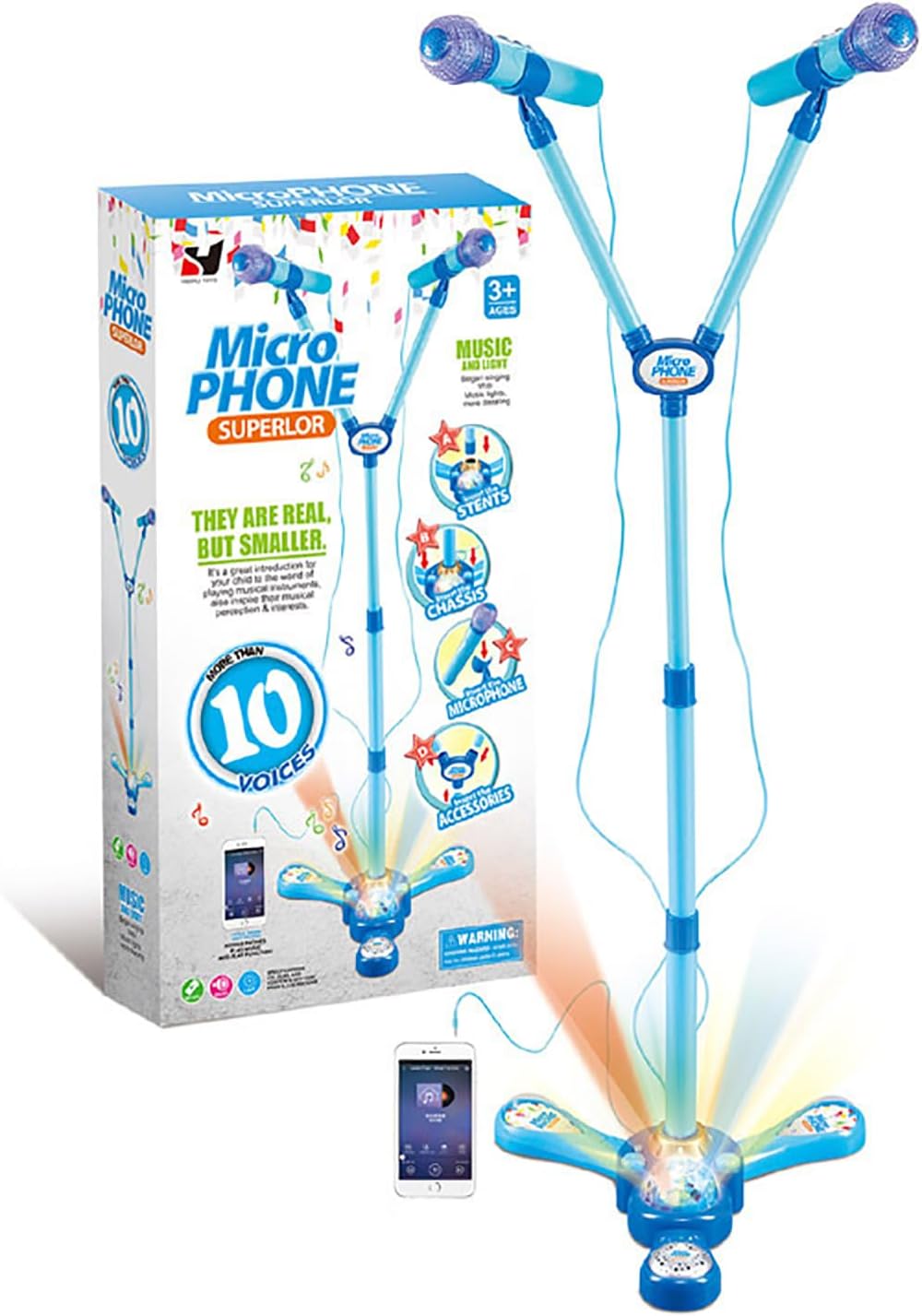 Fun Karaoke for Kids with Flashing Lights - Blue Double