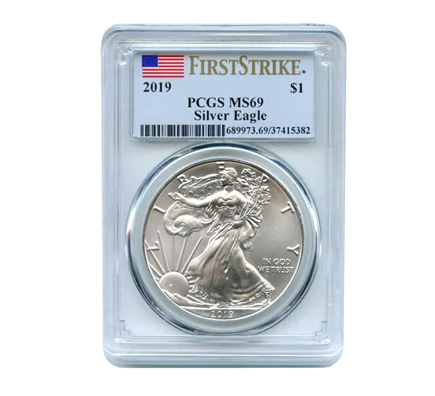 USA 2019 $1 American Silver Eagle Coin - MS69 PCGS Graded
