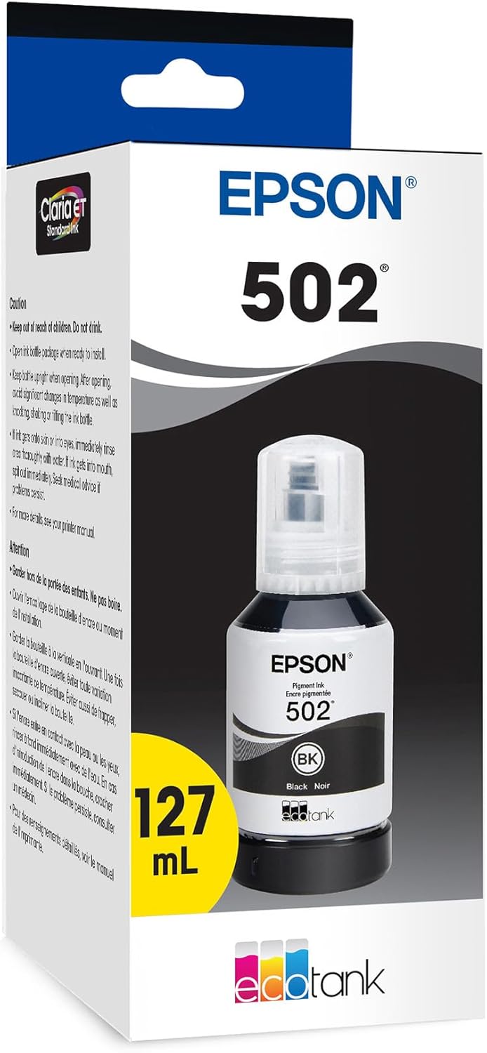 EPSON 502 EcoTank Black Ink Bottle - Extraordinary Capacity!