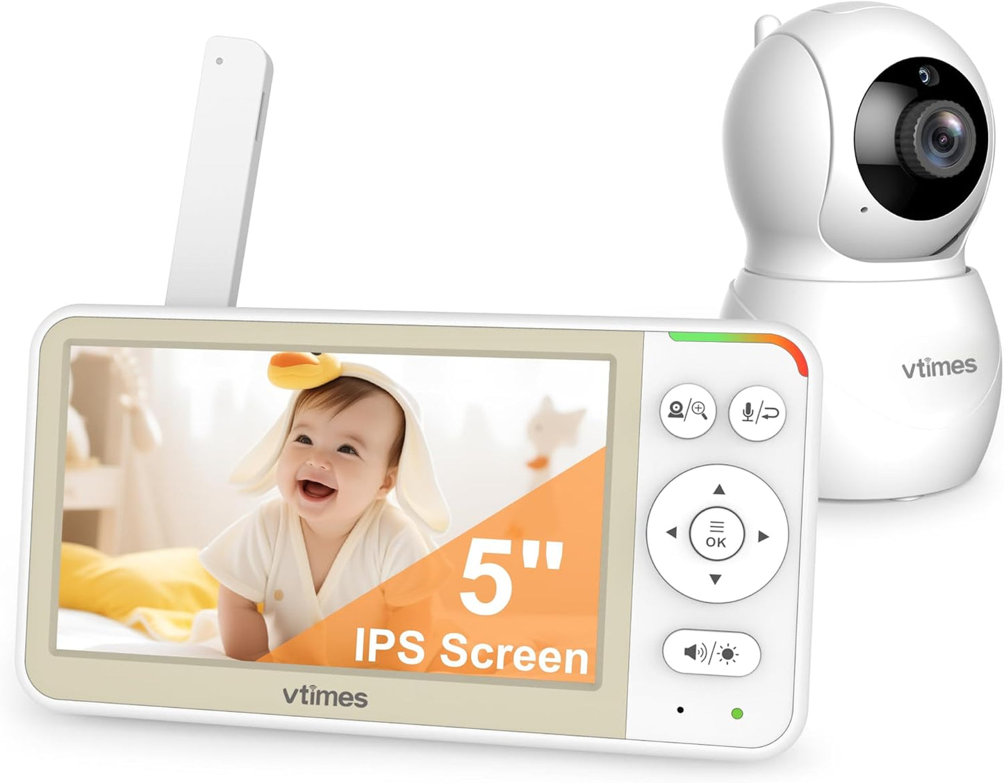 5ft' Screen Video Baby Monitor with Camera and Audio for Safety