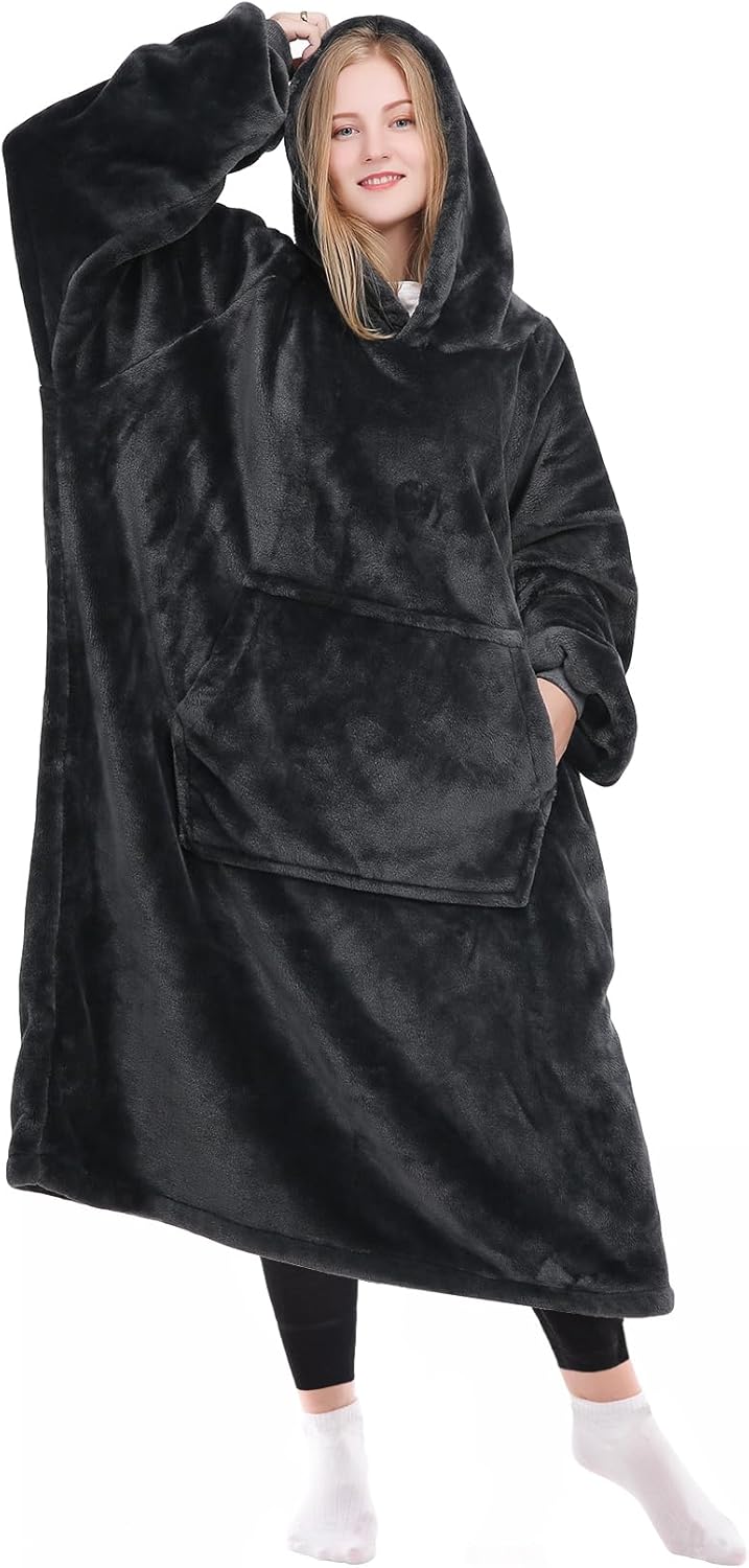 Cozy Oversized Hoodie Blanket - Dark Gray
