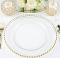50 Pack Gold Acrylic Charger Plates, Elegant Beaded Rim