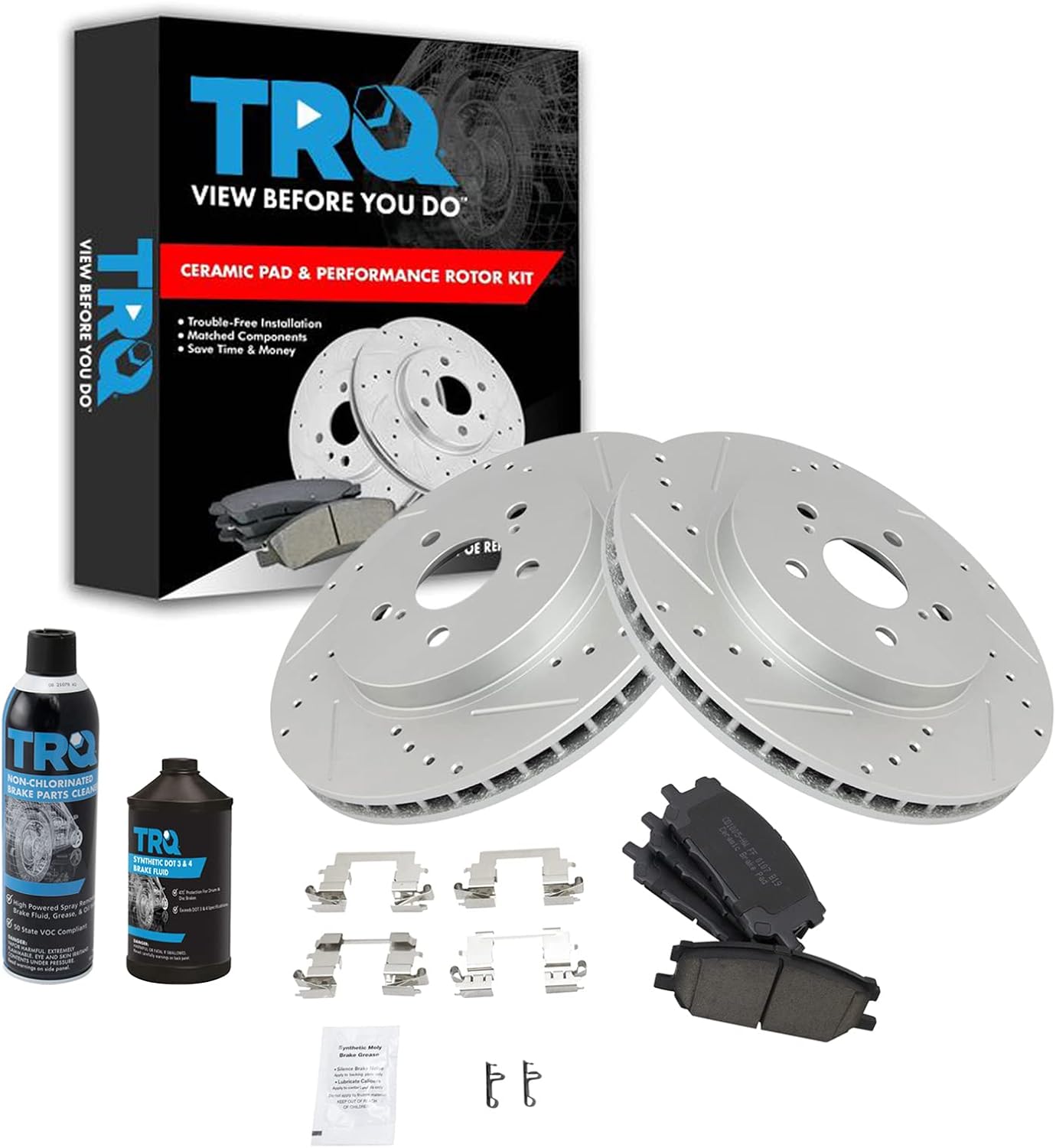 TRQ Front Brake Pad & Rotor Kit for Lexus RX and Toyota
