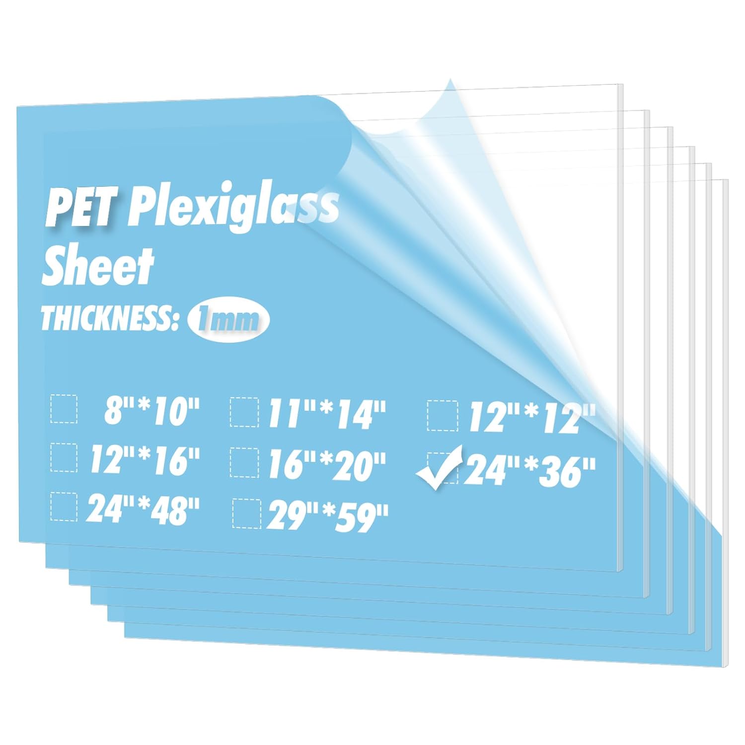 Art3d 5-Pack of 24x36 in Transparent Clear Plastic Sheets
