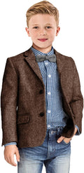 Boys Blazer Retro Herringbone Sport Coat Formal Tweed Jacket