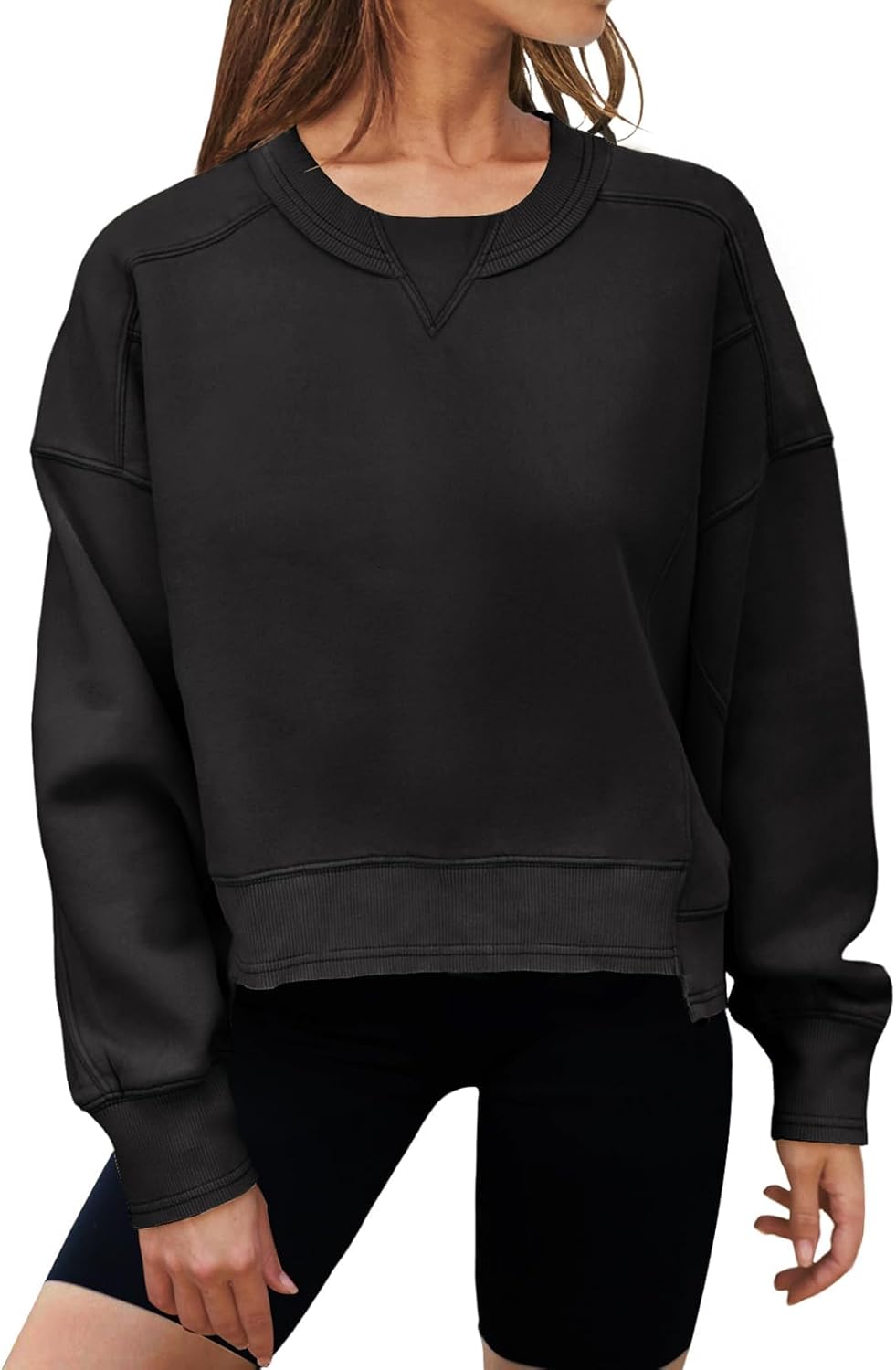 Trendy Oversized Cropped Sweatshirts for Women by MEROKEETY