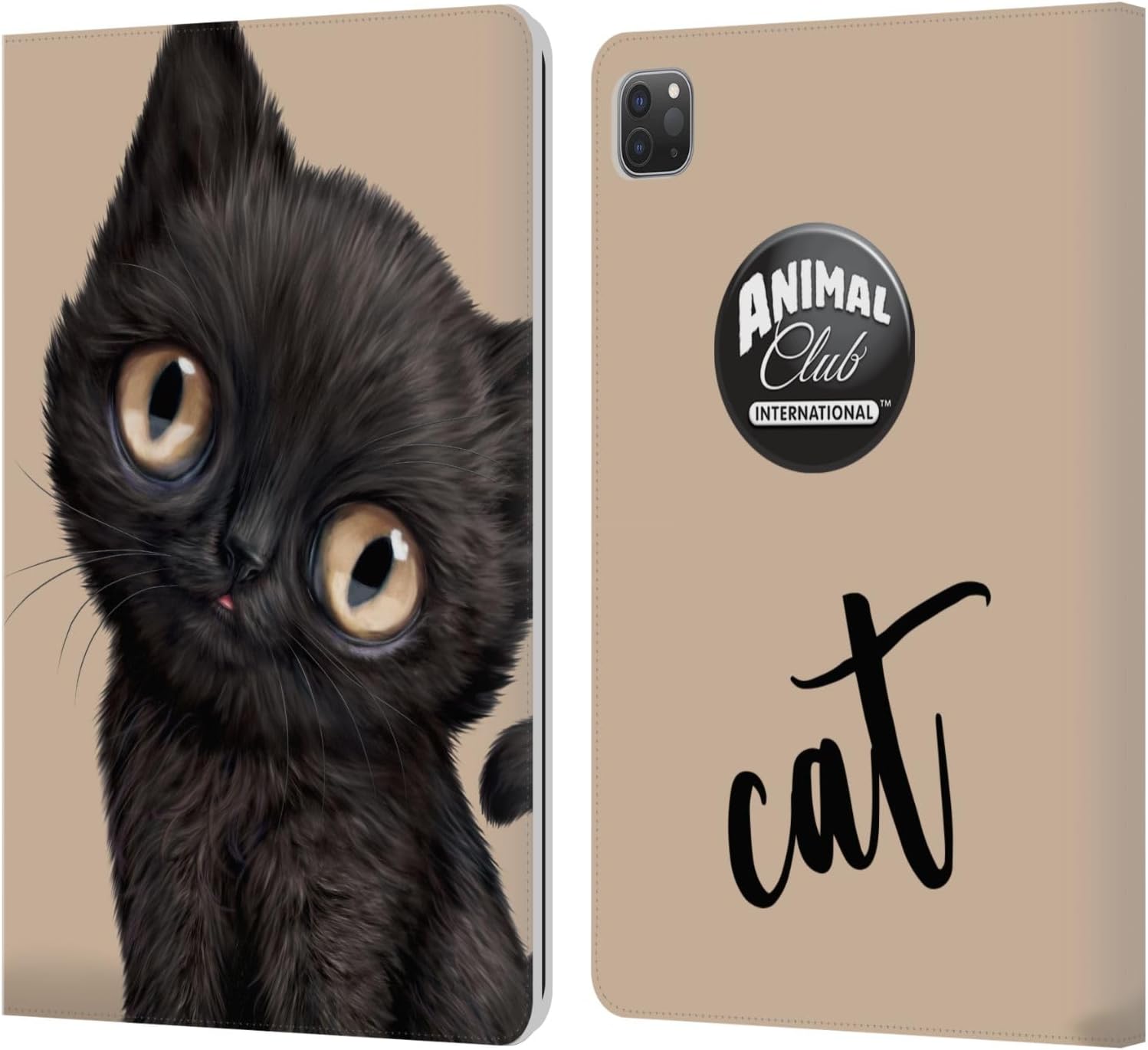 Animal Club International Black Cat Faces Leather Wallet Case
