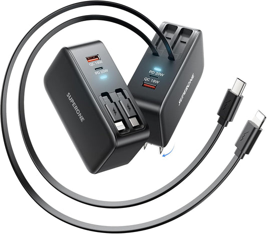 Retractable iPhone Charger with 4 Ports for Fast Charging