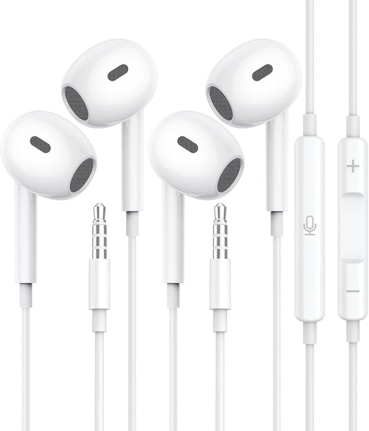 MFi Certified Wired Earbuds 2 Pack - Clear Call HiFi Sound