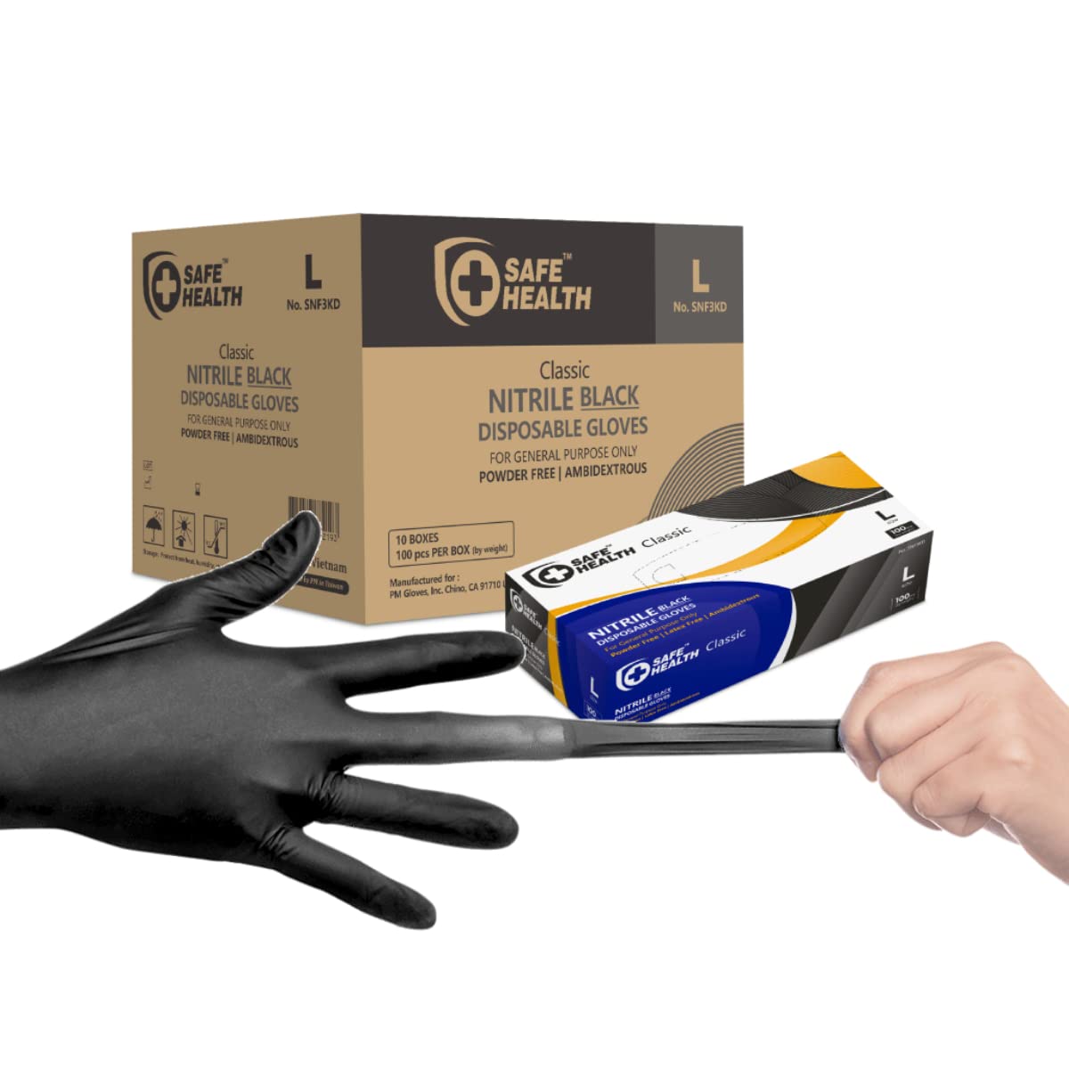 SAFE HEALTH Nitrile Black Disposable Gloves for Various Uses