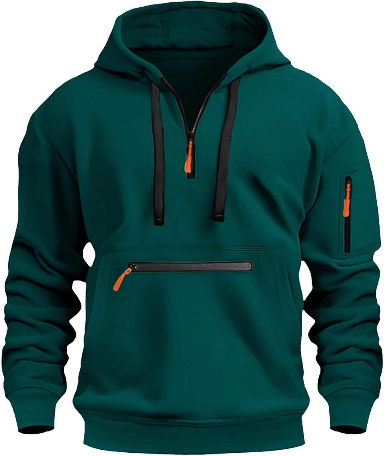 Vintage Tactical Quarter Zip Hoodie | Military Style & Pockets