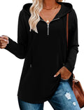 Womens Quarter Zip Tunic Hoodies Pullover - Soft Cottony Blend