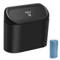 Small Car Trash Can with Lid - Portable Mini Hanging Car Bin