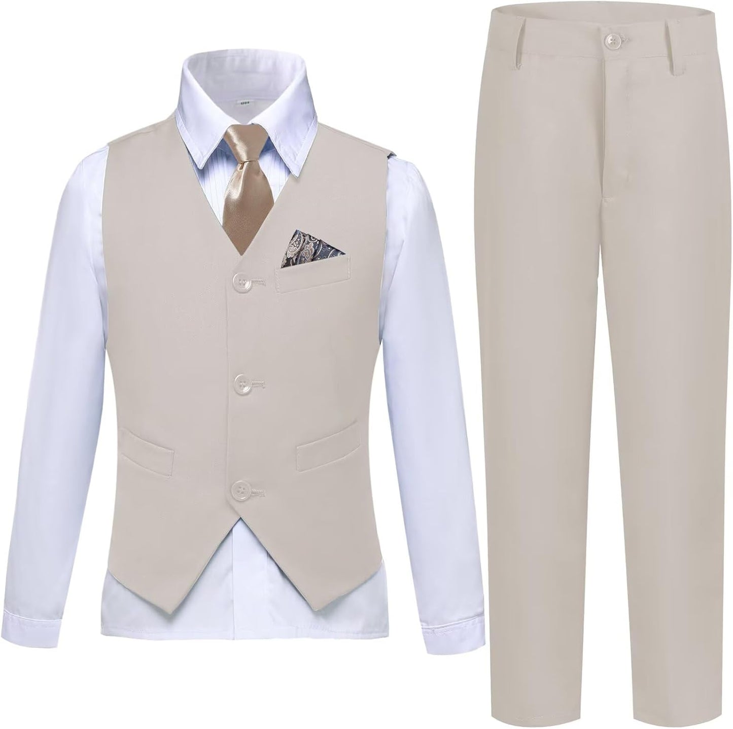 Boys Suit Formal Dress Pants Vest Set for Weddings and Events