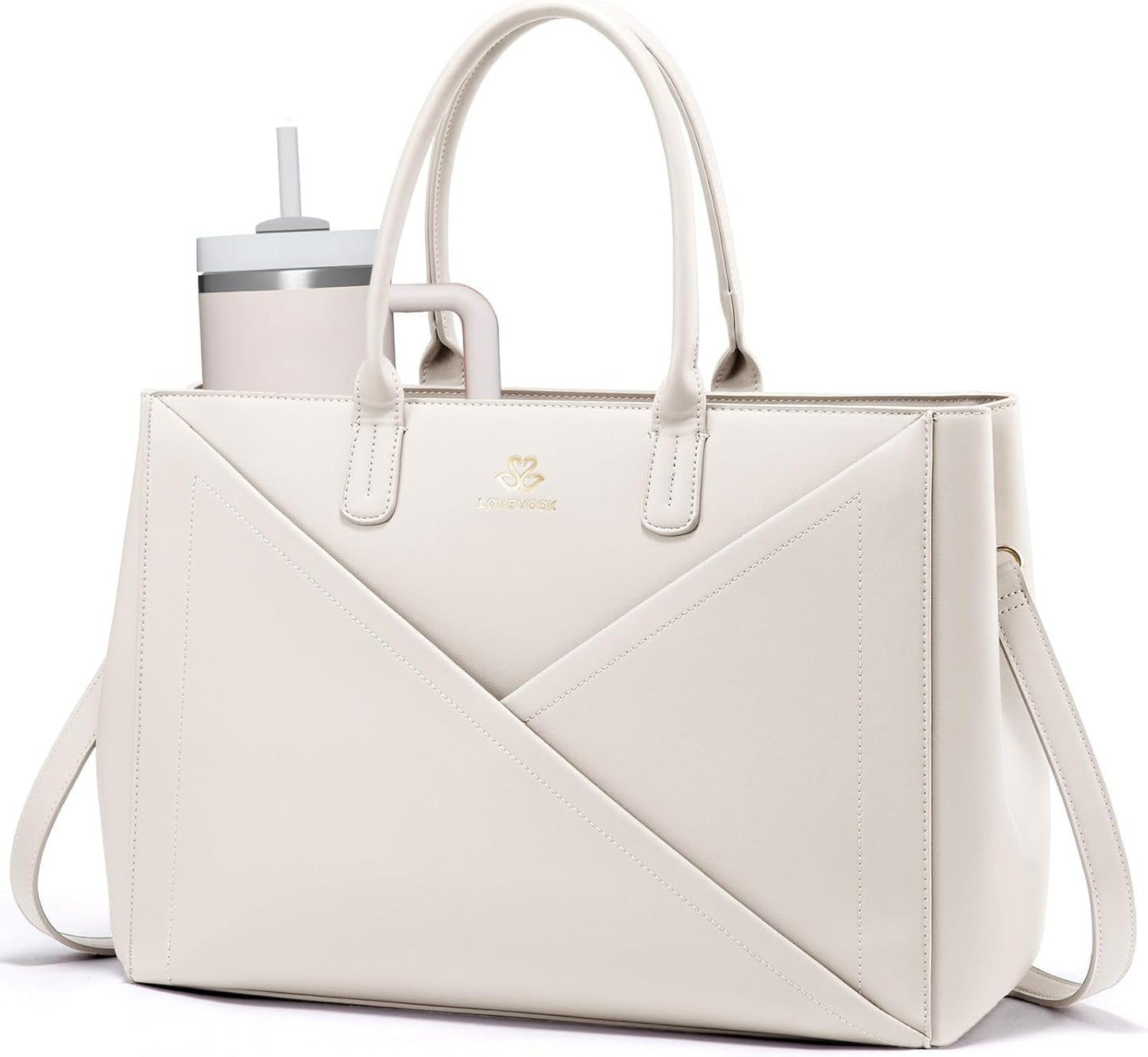 LOVEVOOK Laptop Tote Bag for Women with Large Cup Holder