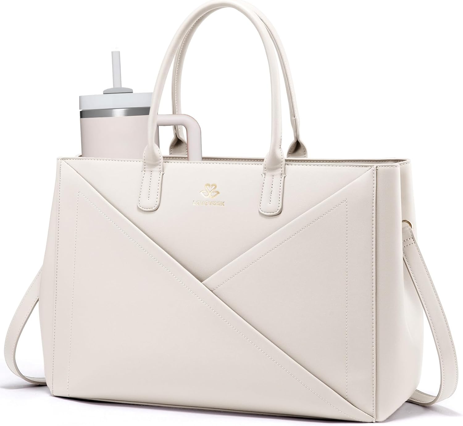 LOVEVOOK Laptop Tote Bag for Women with Large Cup Holder