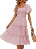 LILLUSORY Women's Summer Casual Flutter Sleeve Midi Dress