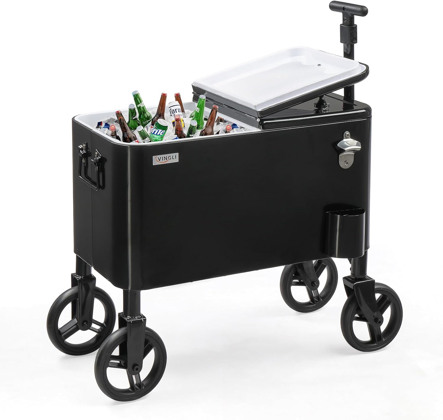 VINGLI 80 Quart Rolling Cooler with Long Handle and Wheels