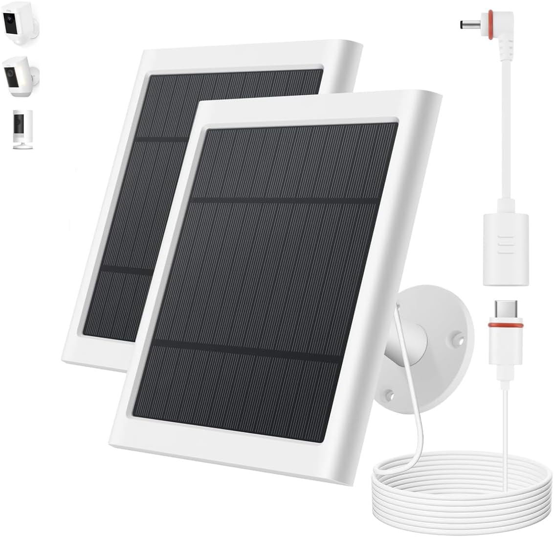 Solar Panel for Ring Camera - 2 Pack 4W Charger with Mount