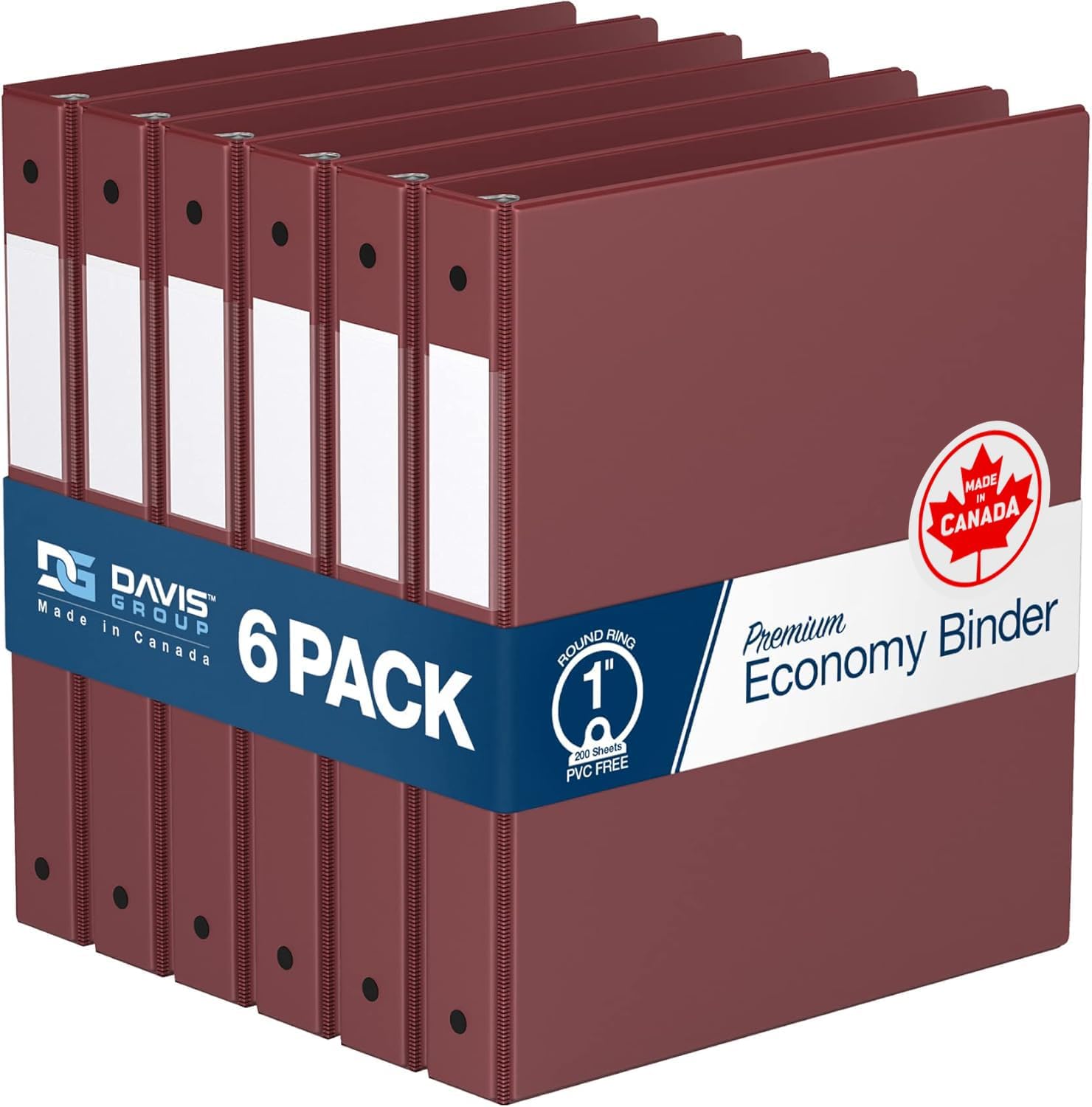 Premium Economy 6-Pack 1 Inch Round-Ring Binders for School