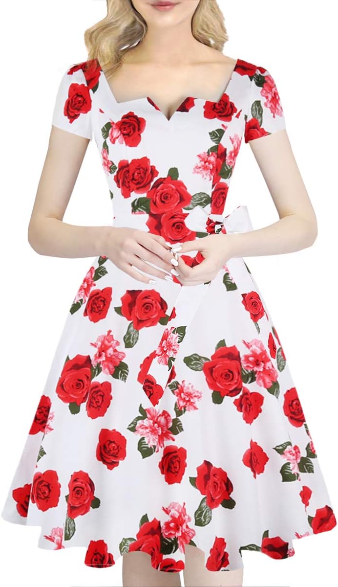 Girstunm Women's Classic Tea Dress with Pockets for Any Occasion