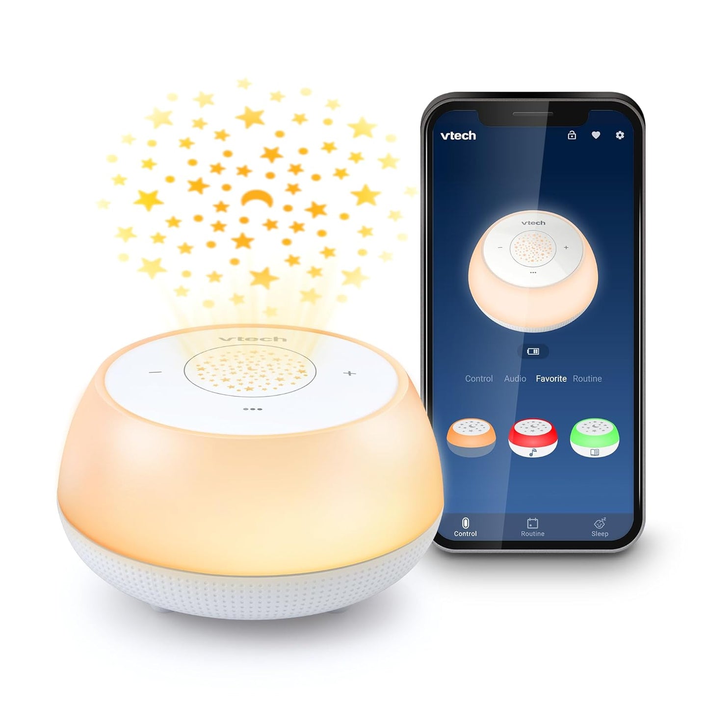 VTech V-Hush Soother: 40 Soothing Sounds, Record Voice, Bluetooth Speaker