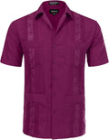 Allsense Men's Short-Sleeve Button-Down Cuban Guayabera Shirt classic