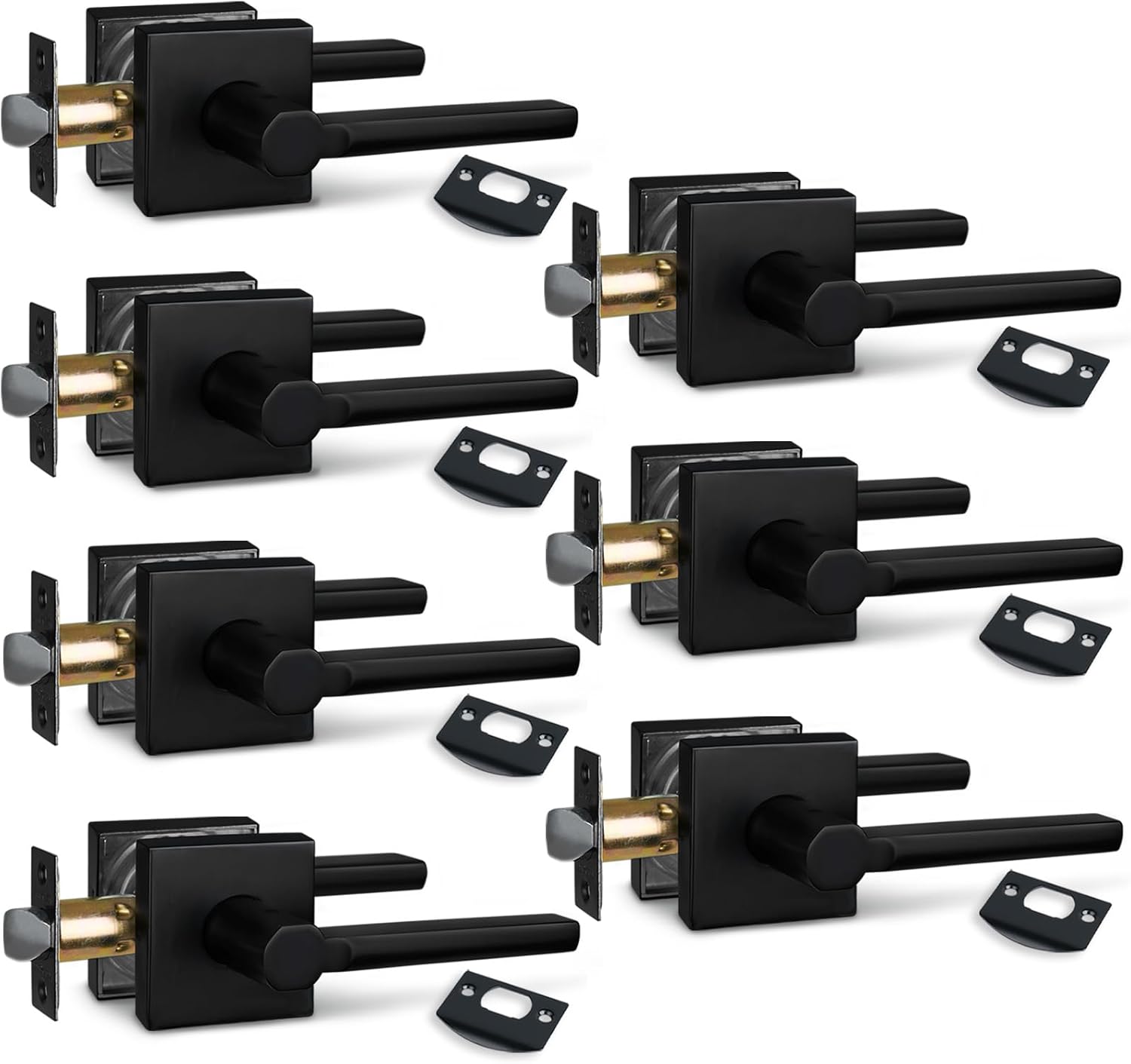 NEWBANG 7Pack Hall/Closet Lever Handle Lock in Aged Matt Black