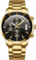 CRRJU Men's Stainless Steel Chronograph Watch - Classic Date Style