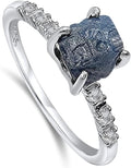 Real Raw Crystal Dainty Ring white Gold Birthstone - Gift (Style WRD3)