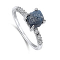 Real Raw Blue Sapphire Dainty Ring - Genuine Rough Gemstone Gift