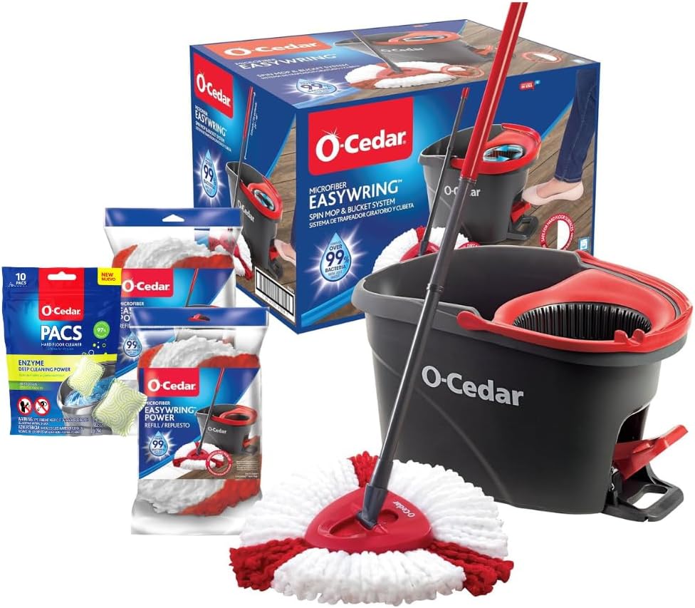 O-Cedar EasyWring Spin Mop System with Power Refills for Cleaning