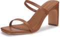 Carcuume Women's Square Toe Two Strap Block Heels Sandals (Style 1VPS)