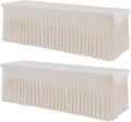 2 Pack Spandex Ivory Table Clothes for 8 Foot Rectangle Tables
