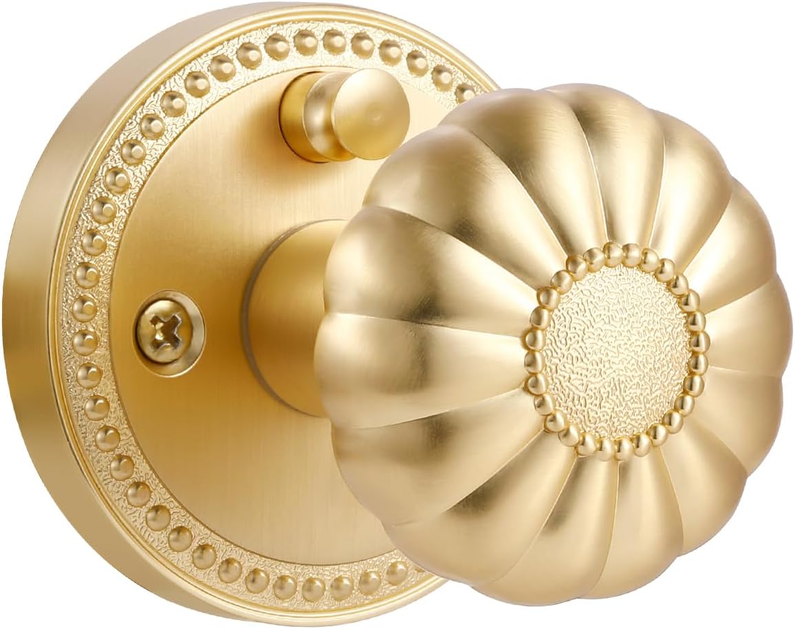 Gold Door Knobs with Privacy Function for Bedroom and Bathroom