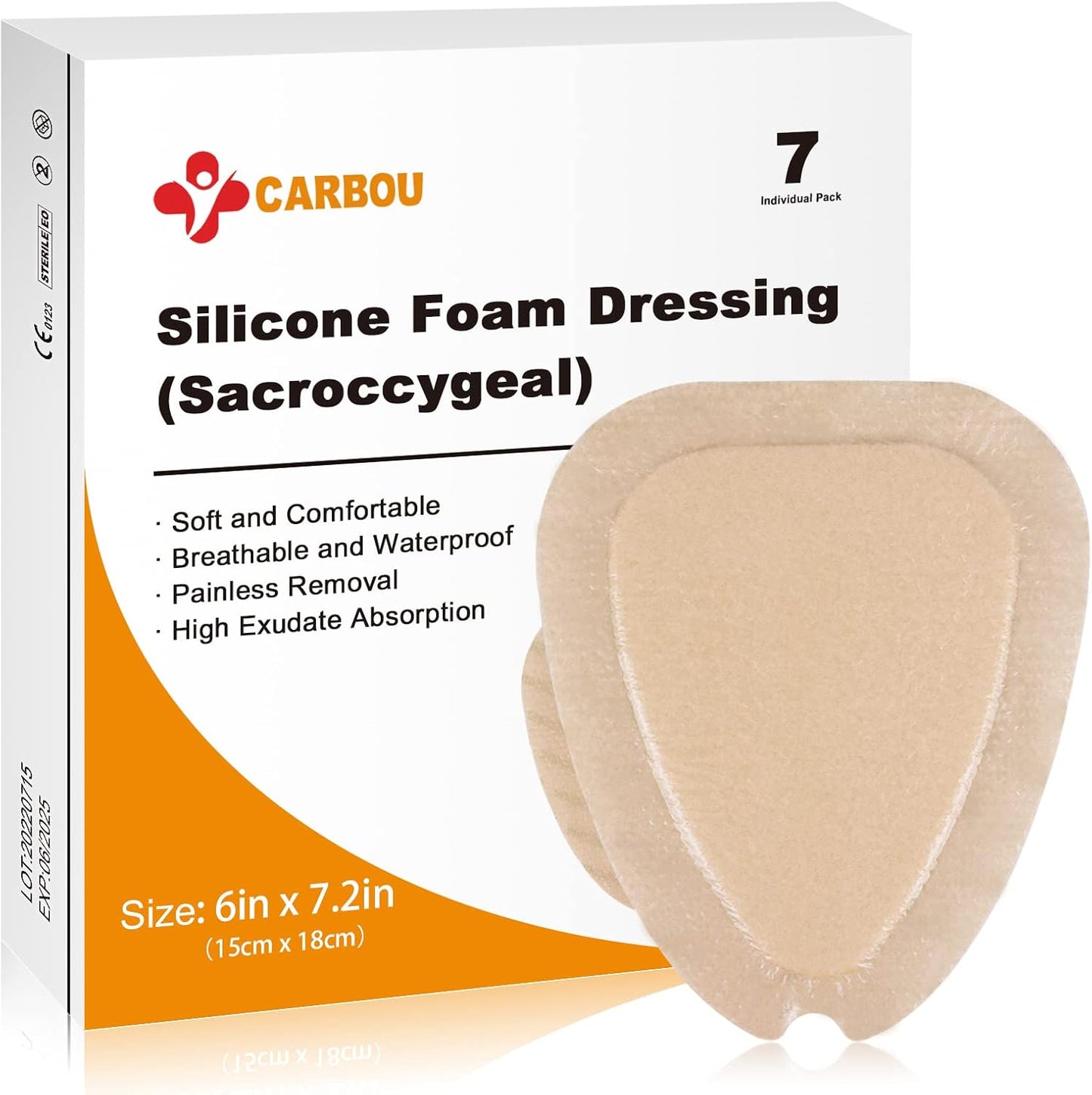 Sacrum Silicone Foam Dressing for Bed Sores, 6ftin x 7ftin