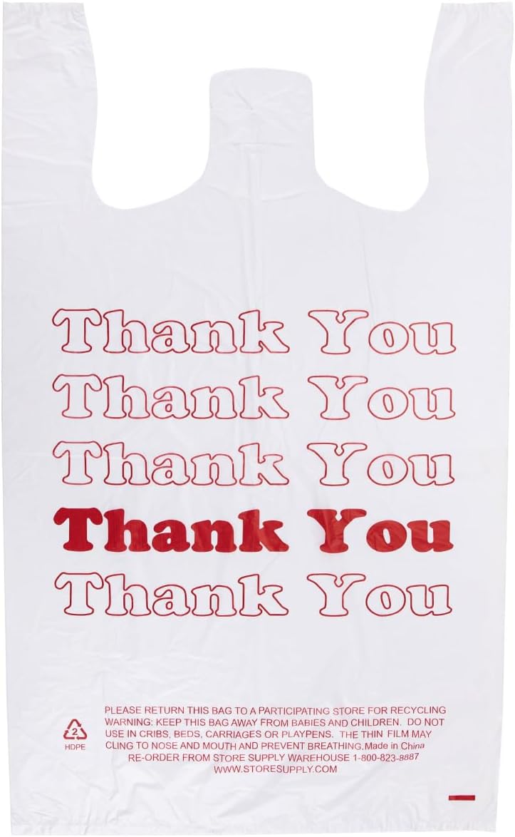 SSWBasics Premium Thank You T-Shirt Bags - Strong and Durable