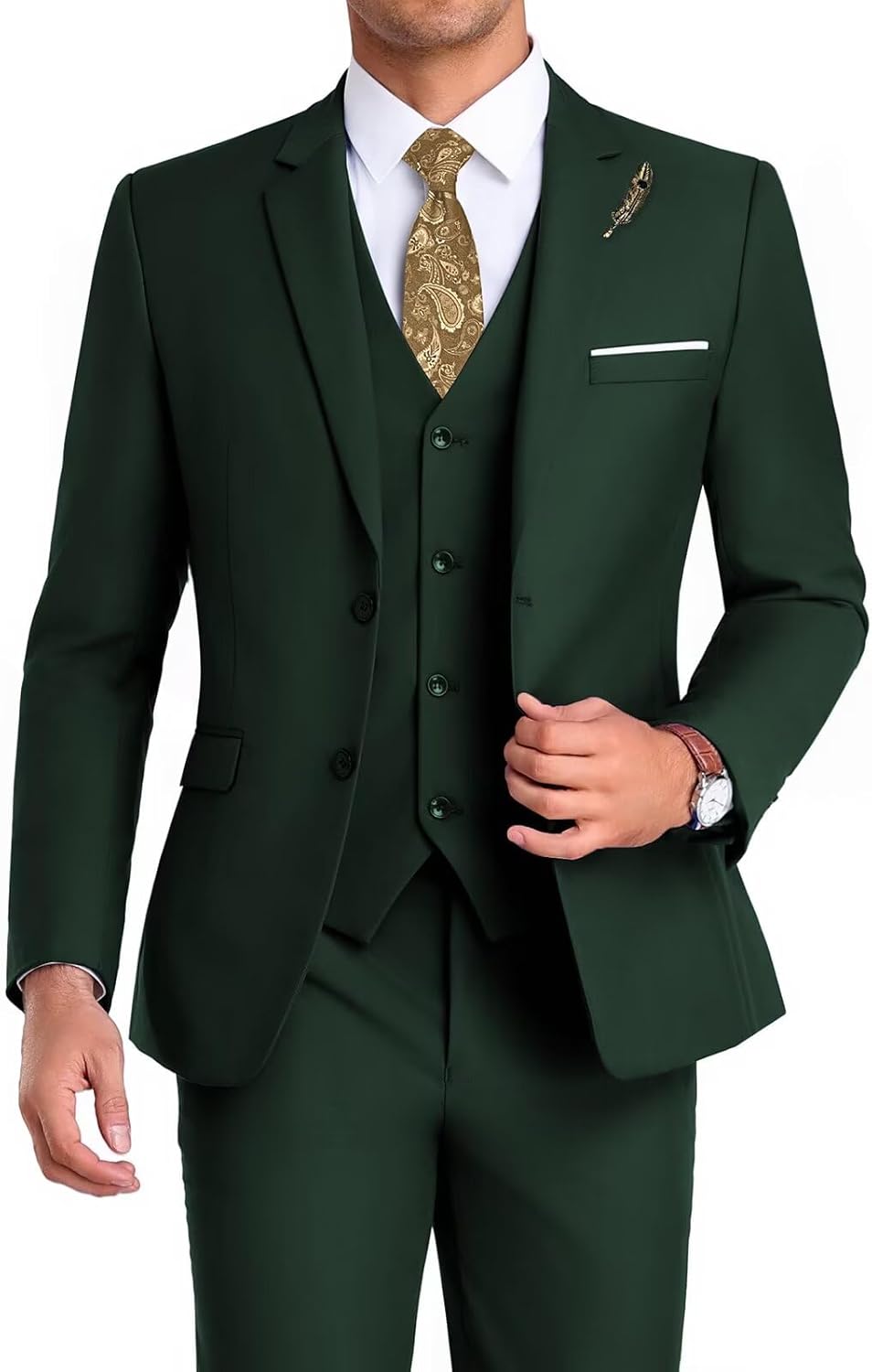 Men Suit 3 Pieces Slim Fit Tuxedo for Groomsmen and Business