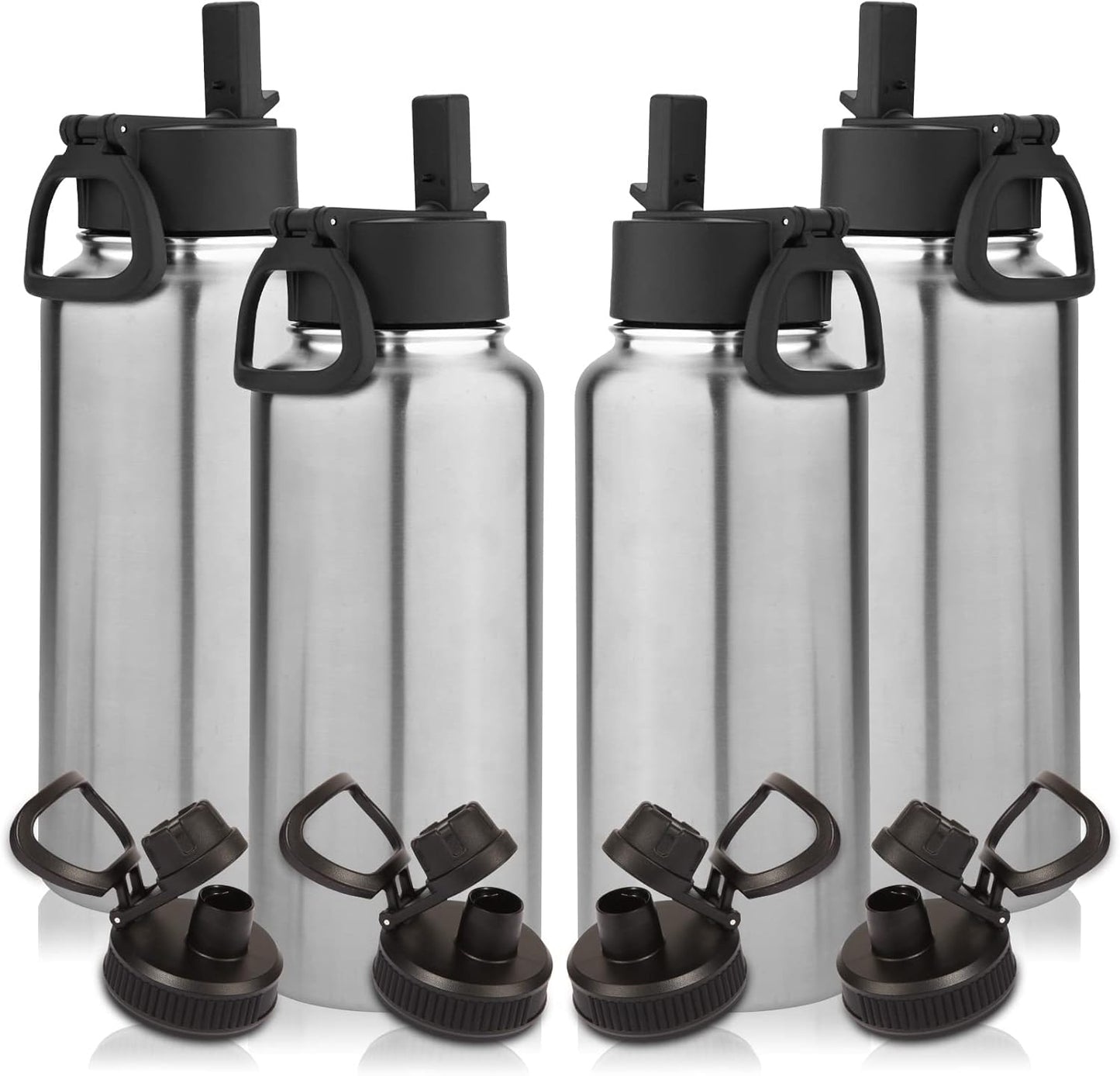 Volhoply 32 oz Insulated Sports Water Bottles Bulk 4 Pack