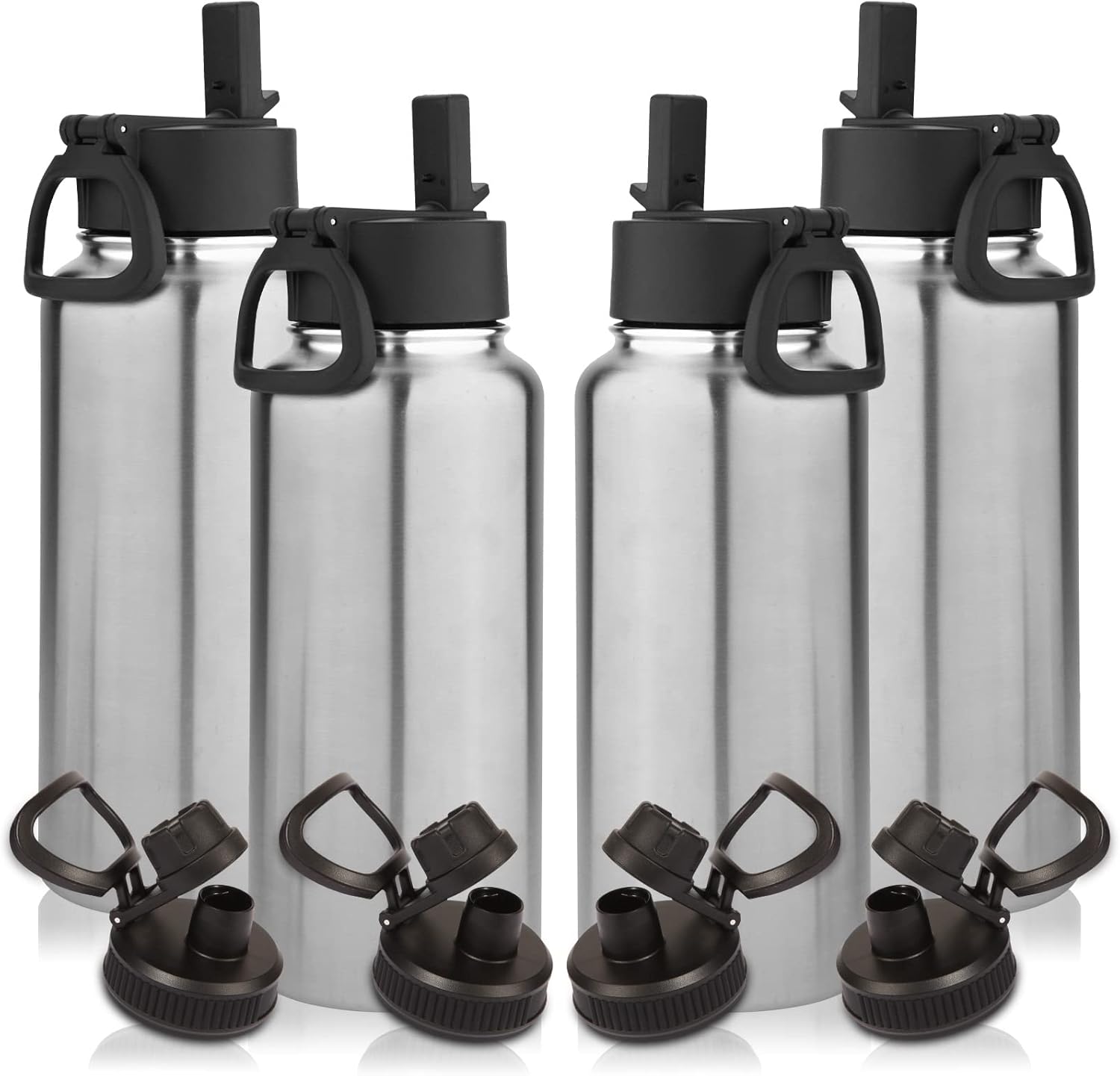 Volhoply 32 oz Insulated Sports Water Bottles Bulk 4 Pack