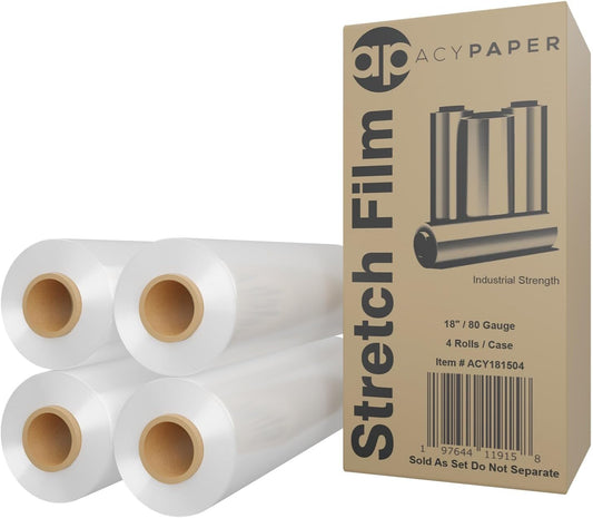 ACYPAPER 18 Inch Stretch Film Wrap for Heavy Duty Packing Needs
