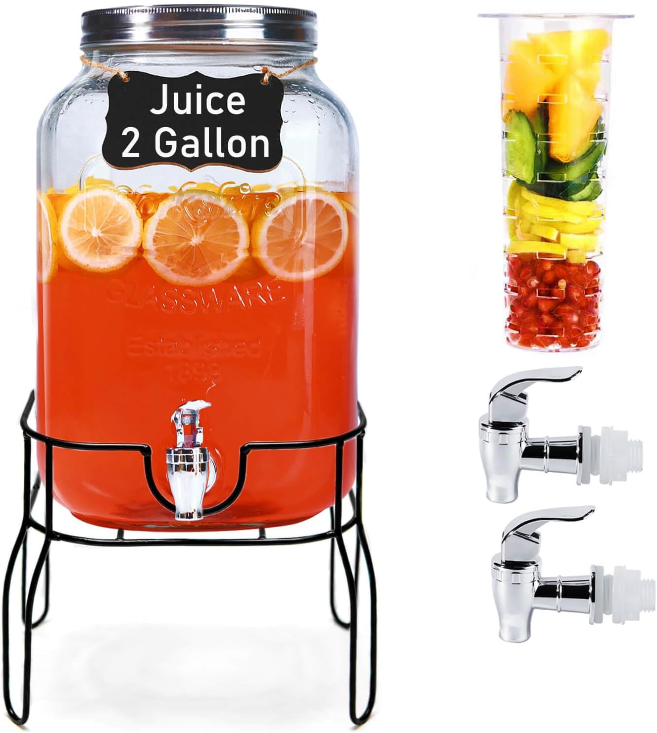 2 Gallon Glass Drink Dispenser for Parties and Events