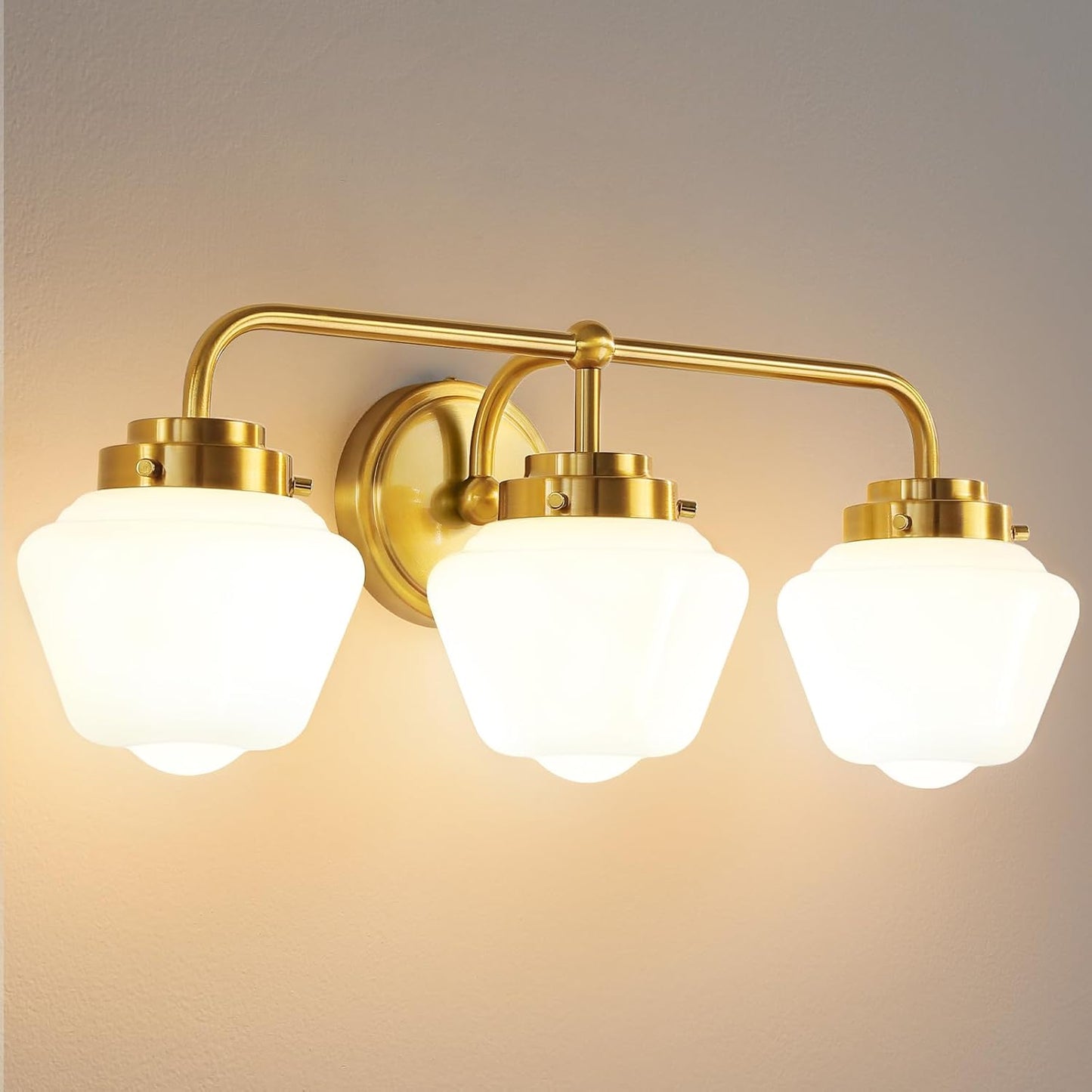 Modern Bathroom Vanity Light Fixtures with Gold Finish and Glass